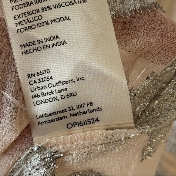 Anthropologie The Marais Chiffon Maxi Dress Shine Edition Peach Metallic 1X - Picture 14 of 14